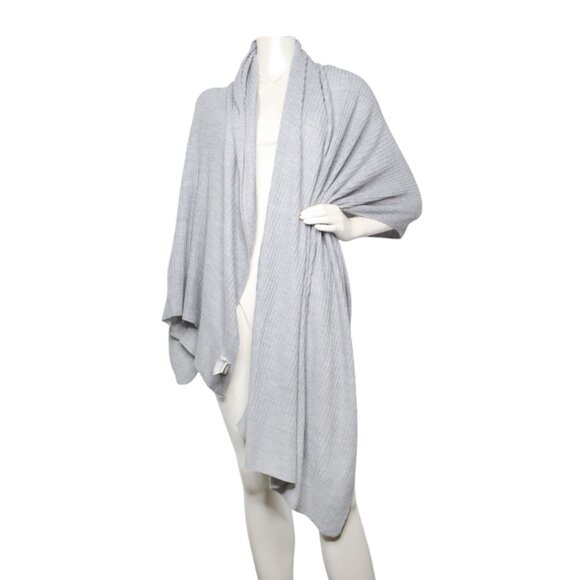 A New Day Long Grey Acrylic Knit Ribbed Wrap Shawl Scarf Blanket Oversized Winte - Picture 2 of 8